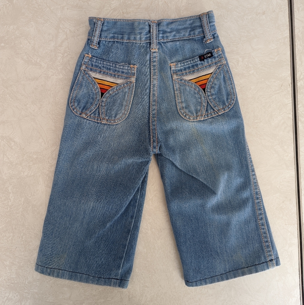 Vintage Toddler Blue Jeans with Striped Pockets